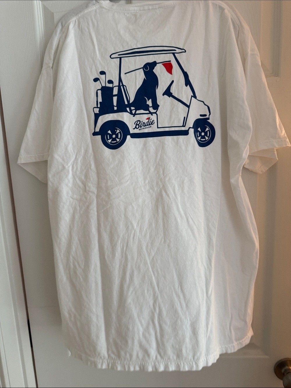 📌Birdie Retriever XL White Short Sleeve Tee with Small Navy Logo
